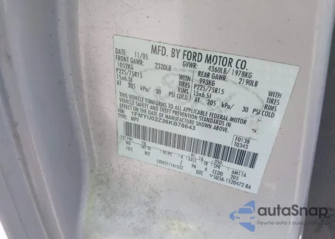 2006 Ford Escape Xls/Xls Manual from USA, damaged, VIN 1FMYU02Z36KB78643